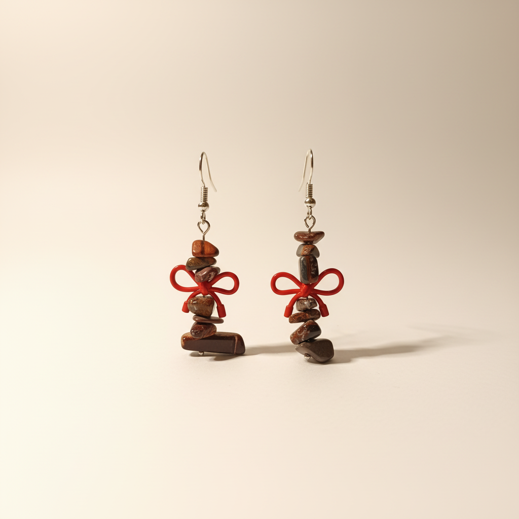 Charming handmade earrings featuring a delicate bow and a protective Bull’s Eye charm. 