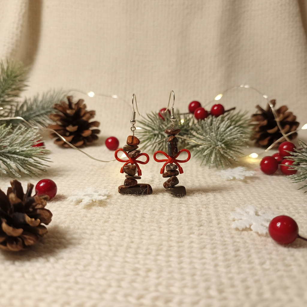 Charming handmade earrings featuring a delicate bow and a protective Bull’s Eye charm. 