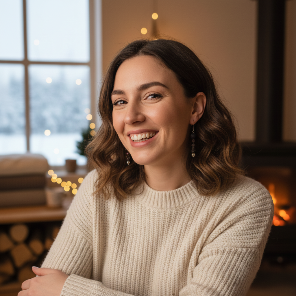 Delicate handmade earrings featuring a gold-plated heart, natural Lava stone, Garnet, and stainless steel beads. 